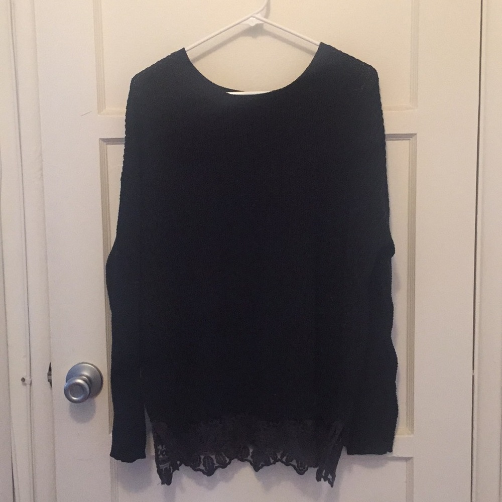Urban Outfitters Black knit lace trim